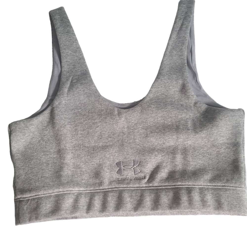 Under Armour Ladies Athletic Fleece Sports Bra Bralette Gray Size Large